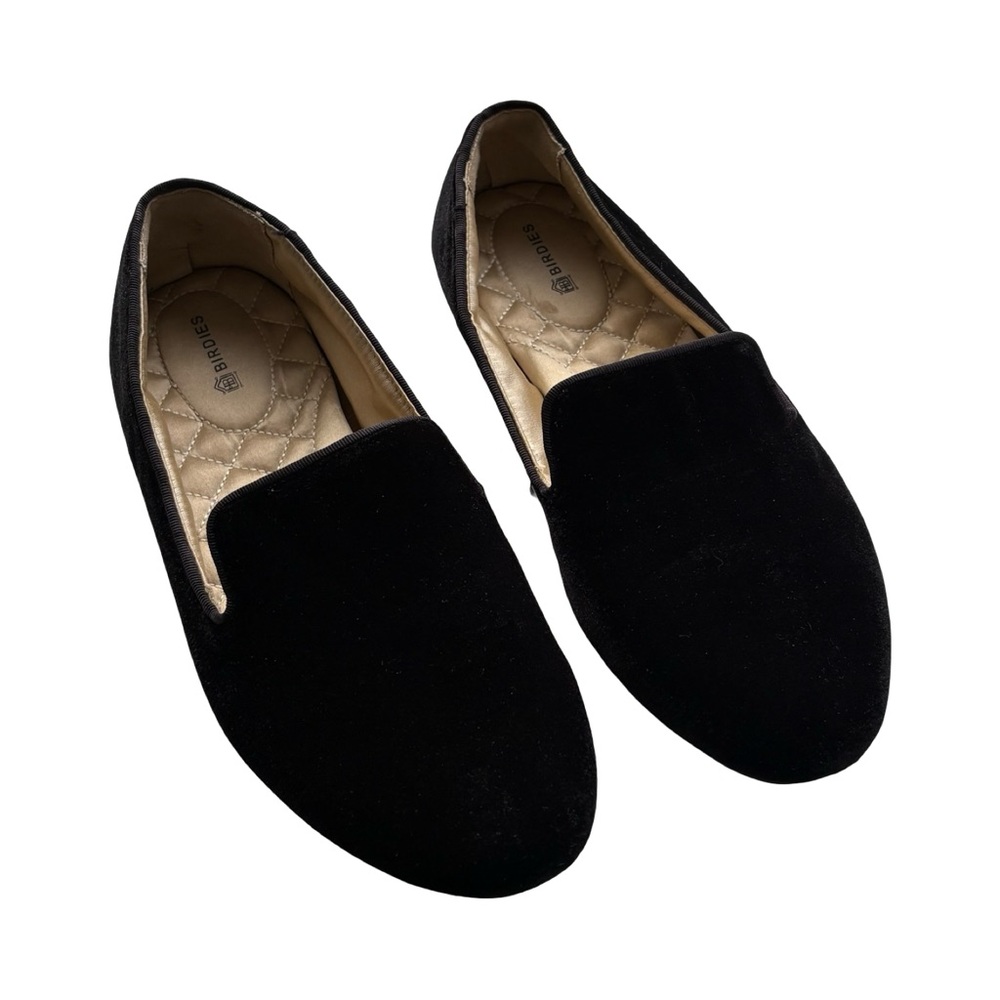 Birdies The Starling Black Slip-On Loafers in Black Velvet